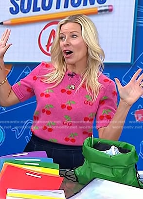 Meredith Sinclair's pink cherry print sweater on Today