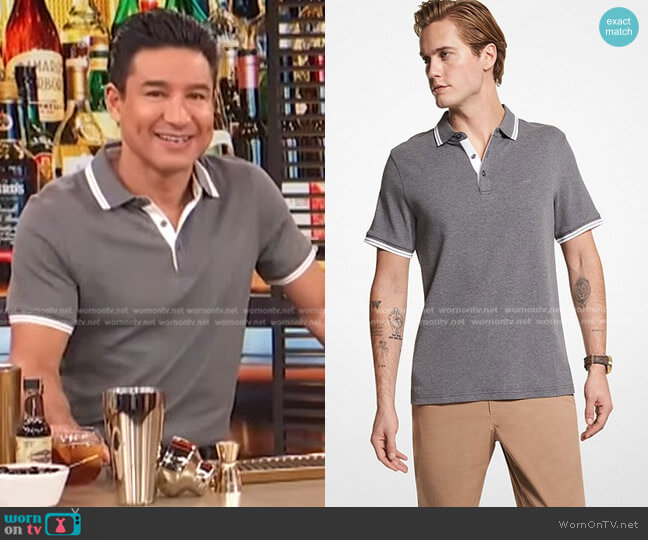 Michael Kors Greenwich Cotton Polo Shirt worn by Mario Lopez on Access Hollywood