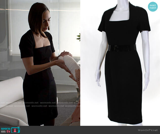 Michael Kors Square Neck Sheath Dress worn by Dr. Enid Perle (Rebecca Dayan) on American Horror Stories