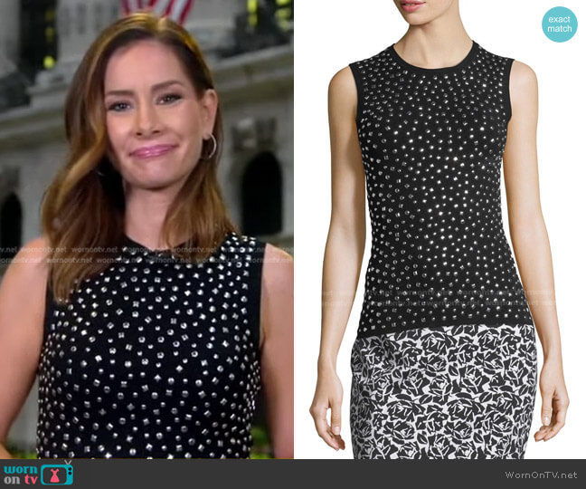 Michael Kors Studded Knit Shell Tank worn by Rebecca Jarvis on Good Morning America