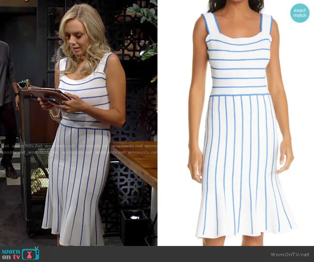 Milly Directional Stripe Flounce Dress worn by Abby Newman (Melissa Ordway) on The Young and the Restless