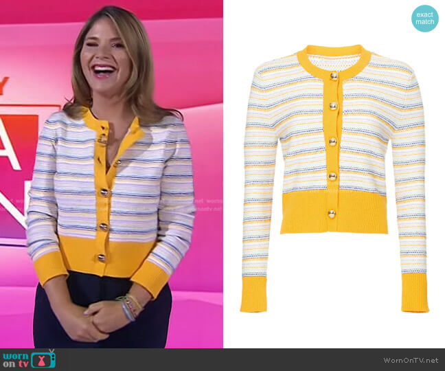 Milly Striped Tweed Cardigan worn by Jenna Bush Hager on Today