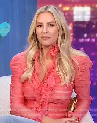 Morgan’s coral tulle ruffle top on E! News Nightly Pop