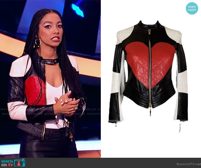 Moschino Leather Biker Jacket worn by Corinne Foxx on Beat Shazam