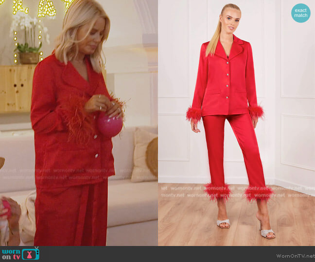 Nadine Merabi Dacie Red Pajamas worn by Caroline Stanbury (Caroline Stanbury) on The Real Housewives of Dubai