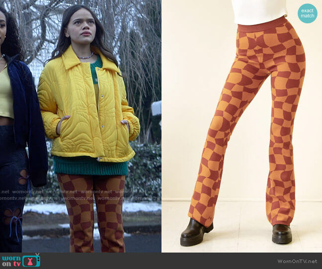  Must Be Checkered Knit Pants from Nectar Clothing worn by Minnie 'Mouse' Honrada (Malia Pyles) on Pretty Little Liars Original Sin