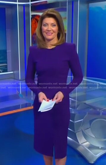Norah's purple slit dress on CBS Evening News