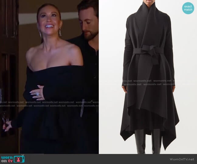 Norma Kamali Blanket Asymmetric Coat worn by Gabriela Windey on The Bachelorette