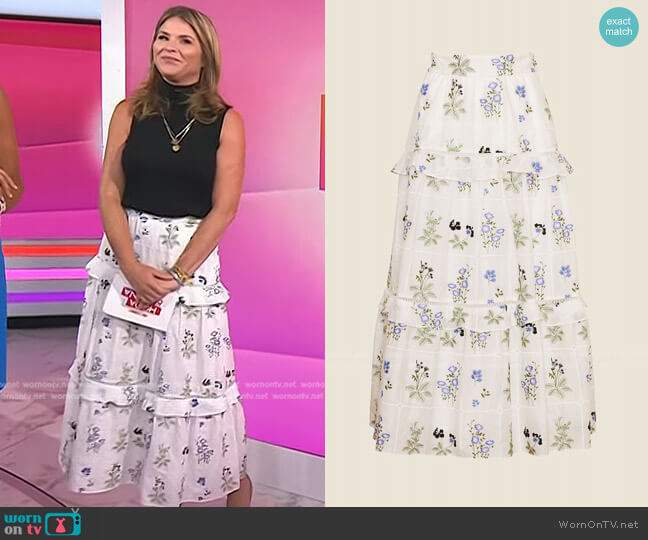 Pearl by Lela Rose Floral Voile Tiered Skirt worn by Jenna Bush Hager on Today