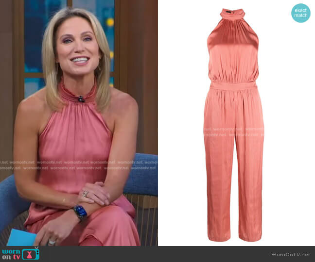 Pinko High-Neck Sleeveless Jumpsuit worn by Amy Robach on Good Morning America