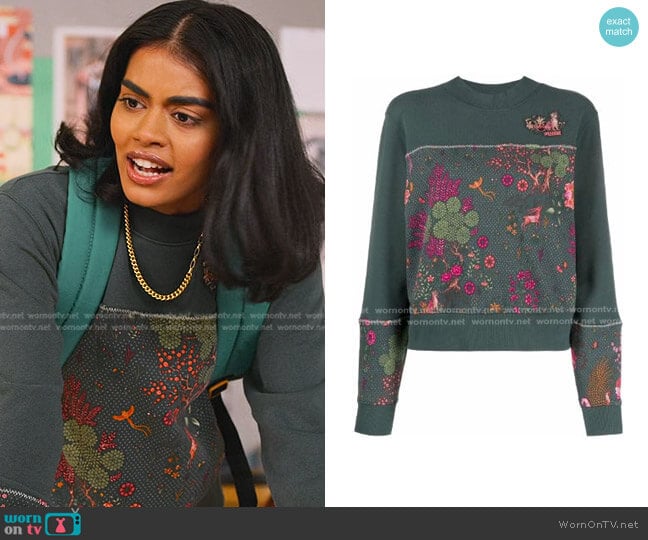 Puma x Liberty Printed Sweatshirt worn by Aneesa (Megan Suri) on Never Have I Ever