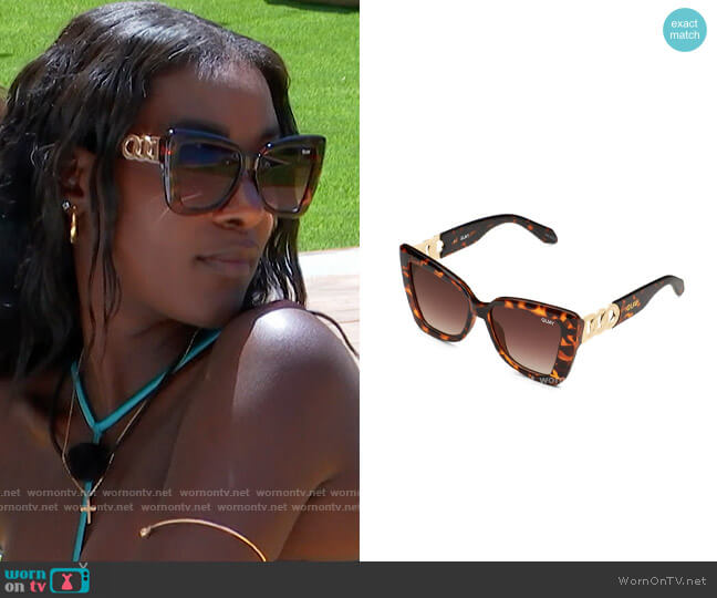 Quay Chain Reaction Sunglasses in Tortoise/Brown worn by Zeta Morrison on Love Island USA