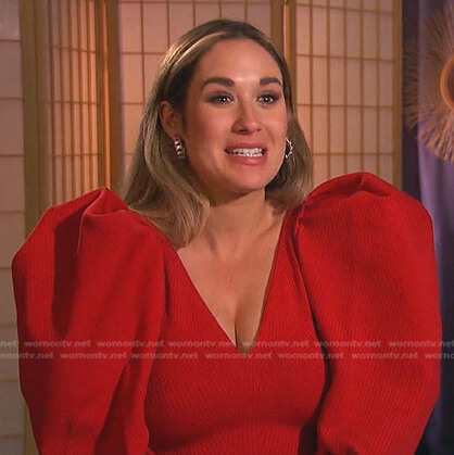 Rachel’s red puff sleeve dress on The Bachelorette
