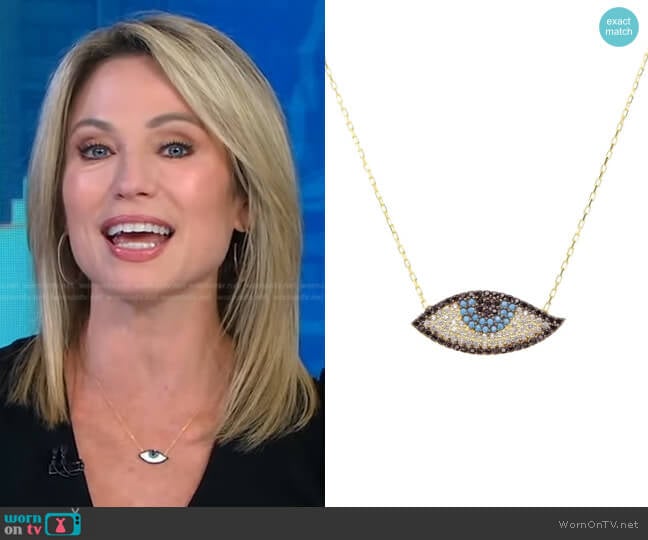 Ragen Evil Eye Pavé Necklace worn by Amy Robach on Good Morning America