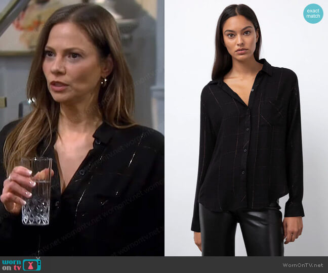 Rails Hunter Shirt in Ebony Tinsel worn by Ava Vitali (Tamara Braun ) on Days of our Lives