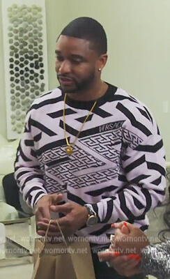 Ralph’s black and white geometric print sweater on The Real Housewives of Atlanta