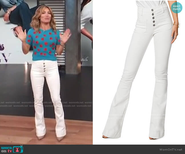 Ramy Brook Cindy High Rise Flare Jeans in White worn by Kit Hoover on Access Hollywood