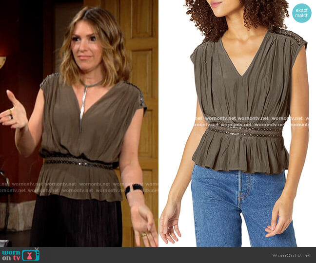 Ramy Brook Sawyer Top worn by Chloe Mitchell (Elizabeth Hendrickson) on The Young and the Restless