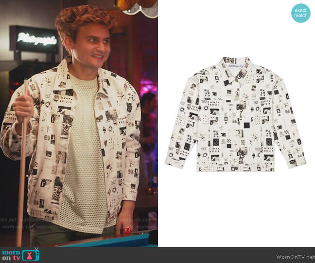 Rationalle Augusta Gallery Print Oversized Jacket worn by Michael (Moses Storm) on Everythings Trash