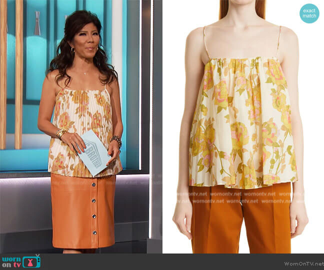 Rebecca Taylor Wild Peony Pleated Tank worn by Julie Chen on Big Brother