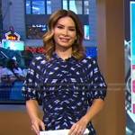 Rebecca’s blue tie dye check dress on Good Morning America