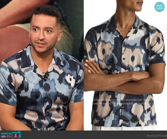 Reiss Fangio Abstract Floral Button-Front Shirt worn by Jai Rodriguez on E! News