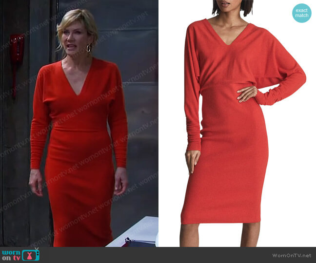 Reiss Jenna Long Sleeve Sweater Dress in Red worn by Kristen DiMera (Stacy Haiduk) on Days of our Lives