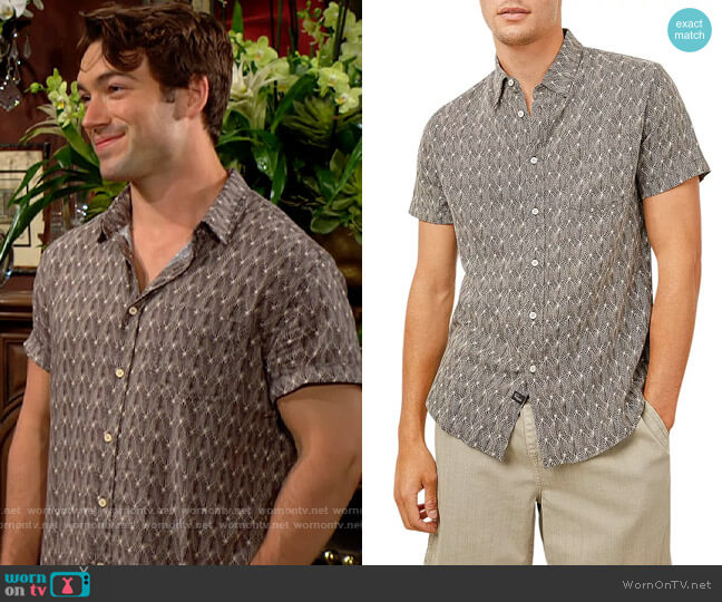 Reiss Carson Shirt in Tin Stamp worn by Noah Newman (Rory Gibson) on The Young and the Restless