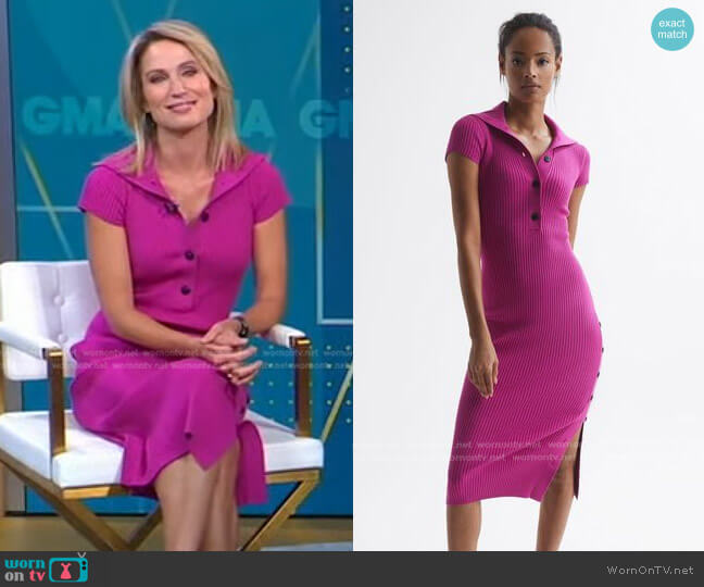 WornOnTV: Amy’s pink ribbed polo dress on Good Morning America | Amy ...