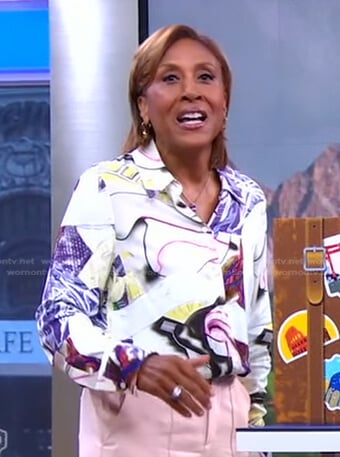 Robin’s abstract print blouse on Good Morning America