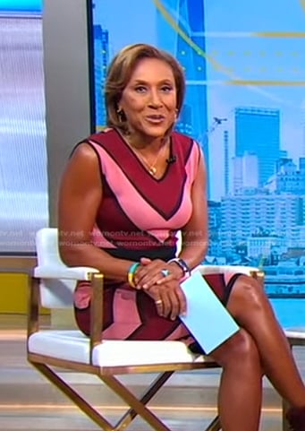 Robin's red and pink chevron striped dress on Good Morning America