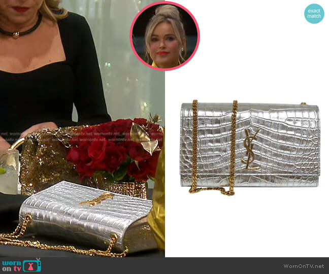 Saint Laurent Crocodile-Embossed Shoulder Bag worn by Diana Jenkins on The Real Housewives of Beverly Hills
