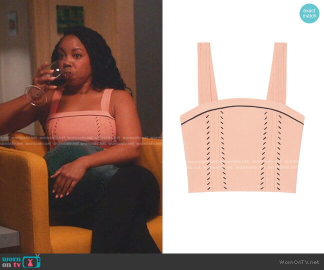 Sandro Figari Cropped Knit Camisole worn by Malika ( Toccarra Cash) on Everythings Trash