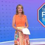 Savannah’s orange polo top and floral belted skirt on Today