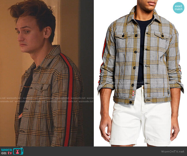 Scotch & Soda Checkered Trucker Jacket worn by Michael (Moses Storm) on Everythings Trash