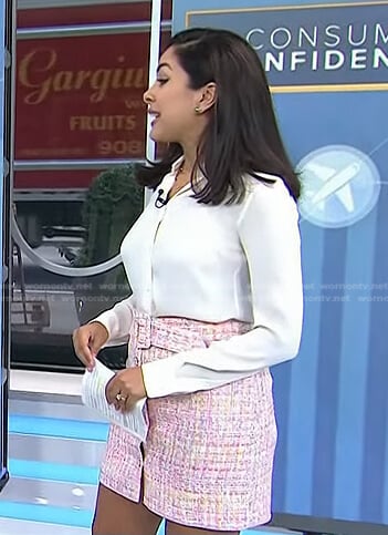 Seema Mody’s pink tweed mini skirt on Today