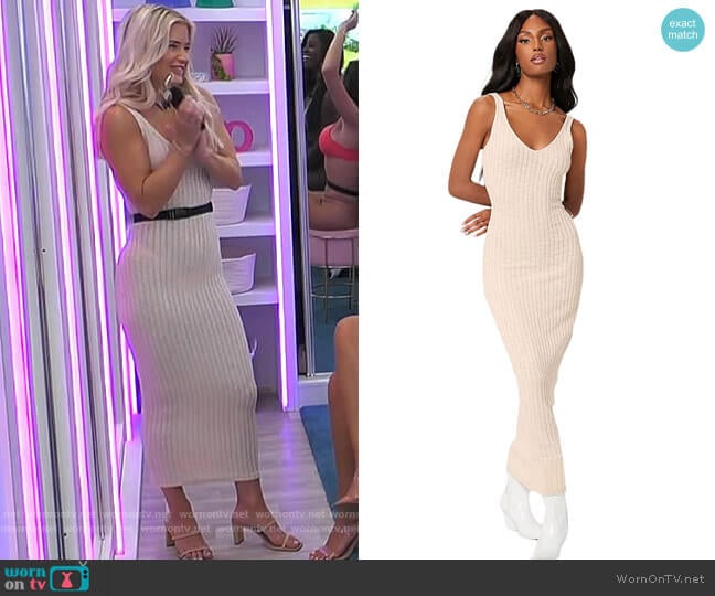 Shein Basic V Neck Ribbed Knit Dress worn by Deb Chubb on Love Island USA