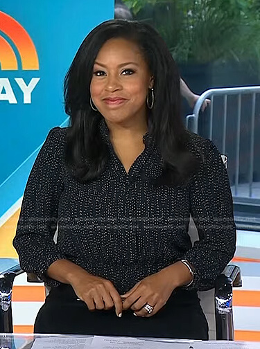 Sheinelle’s black dotted blouse on Today