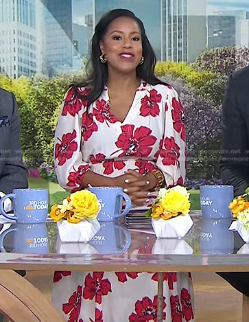 Sheinelle’s white and red floral print dress on Today
