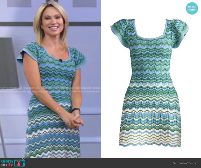 Shoshanna Dani Chevron Knit Minidress worn by Amy Robach on Good Morning America