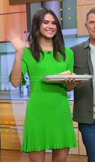 Sophie Flay's green ribbed mini dress on Good Morning America