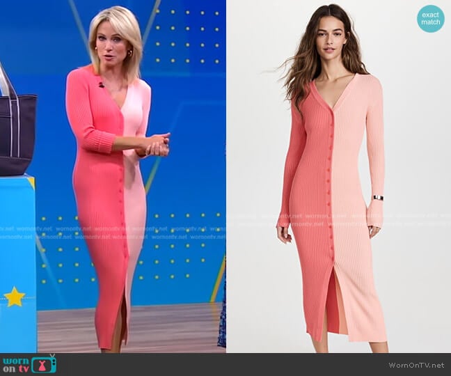 Staud Shoko Dress in Bittersweet/Peach worn by Amy Robach on Good Morning America