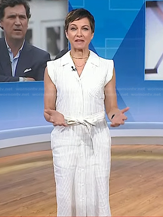 Stephanie’s white pinstripe shirtdress on Today