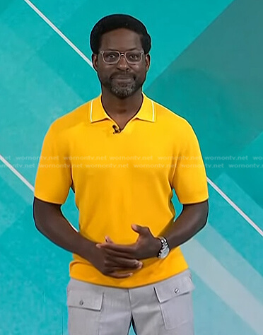 Sterling K. Brown yellow polo shirt on Today