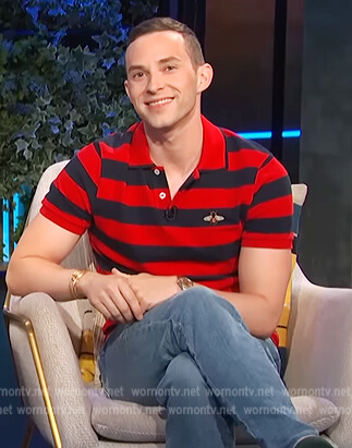 Adam Rippon's red stripe shirt on E! News Daily Pop