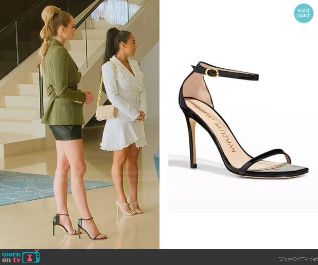 Nudistcurve Patent Ankle-Strap Sandals by Stuart Weitzman worn by Alexandra Jarvis (Alexandra Jarvis) on Selling the OC