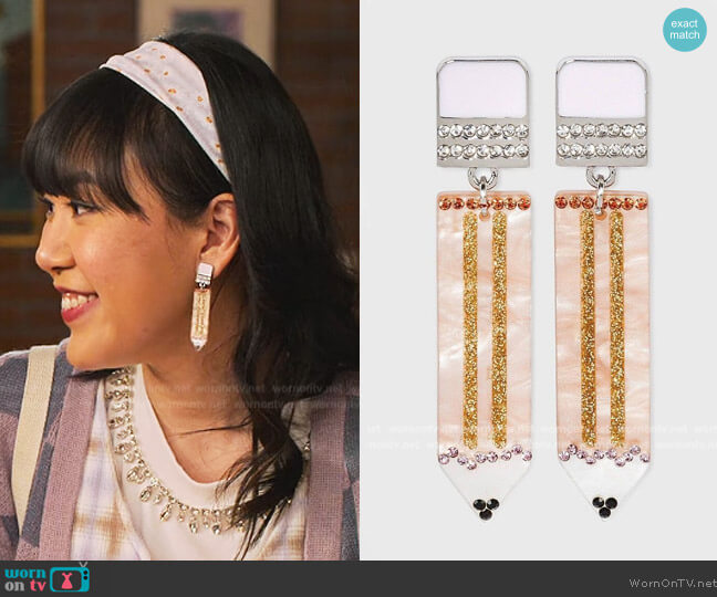 Sugarfix by Baublebar Pencil Drop Earrings worn by Eleanor Wong (Ramona Young) on Never Have I Ever