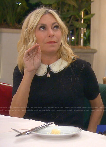 Sutton’s black embellished collar knit dress on The Real Housewives of Beverly Hills