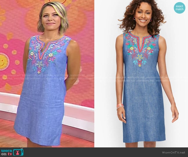 Talbots Embroidered Linen Shift Dress worn by Dylan Dreyer on Today
