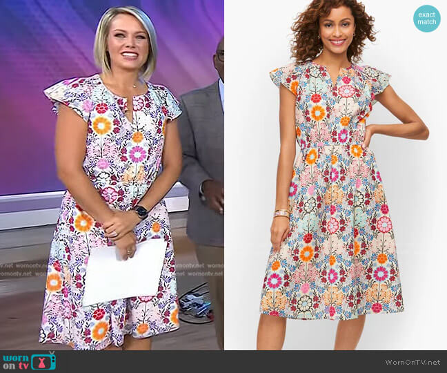 Talbots Smocked Dress in Floral Tile worn by Dylan Dreyer on Today